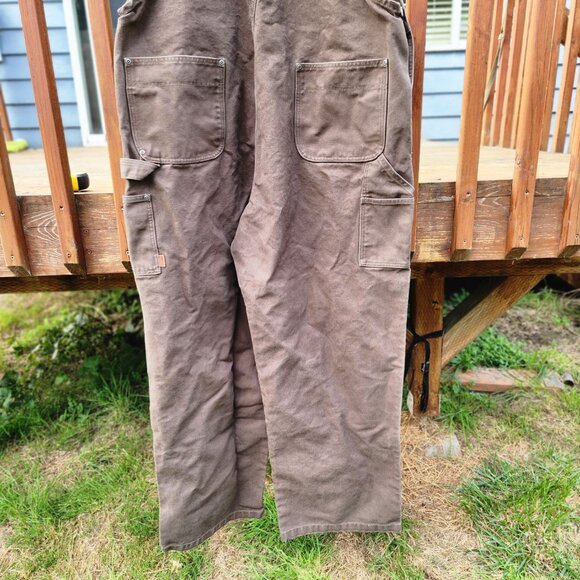 Sorel Overall Bibs Mens XXL Brown Quilted Lined Canvas Double Knee Workwear - Picture 11 of 15